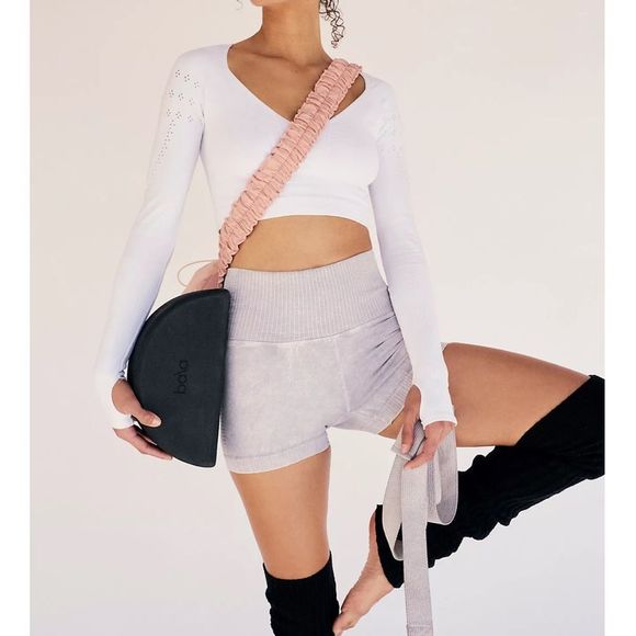 FREE PEOPLE | NWOT Good Karma Running Shorts in Ice Grey * - Picture 2 of 7